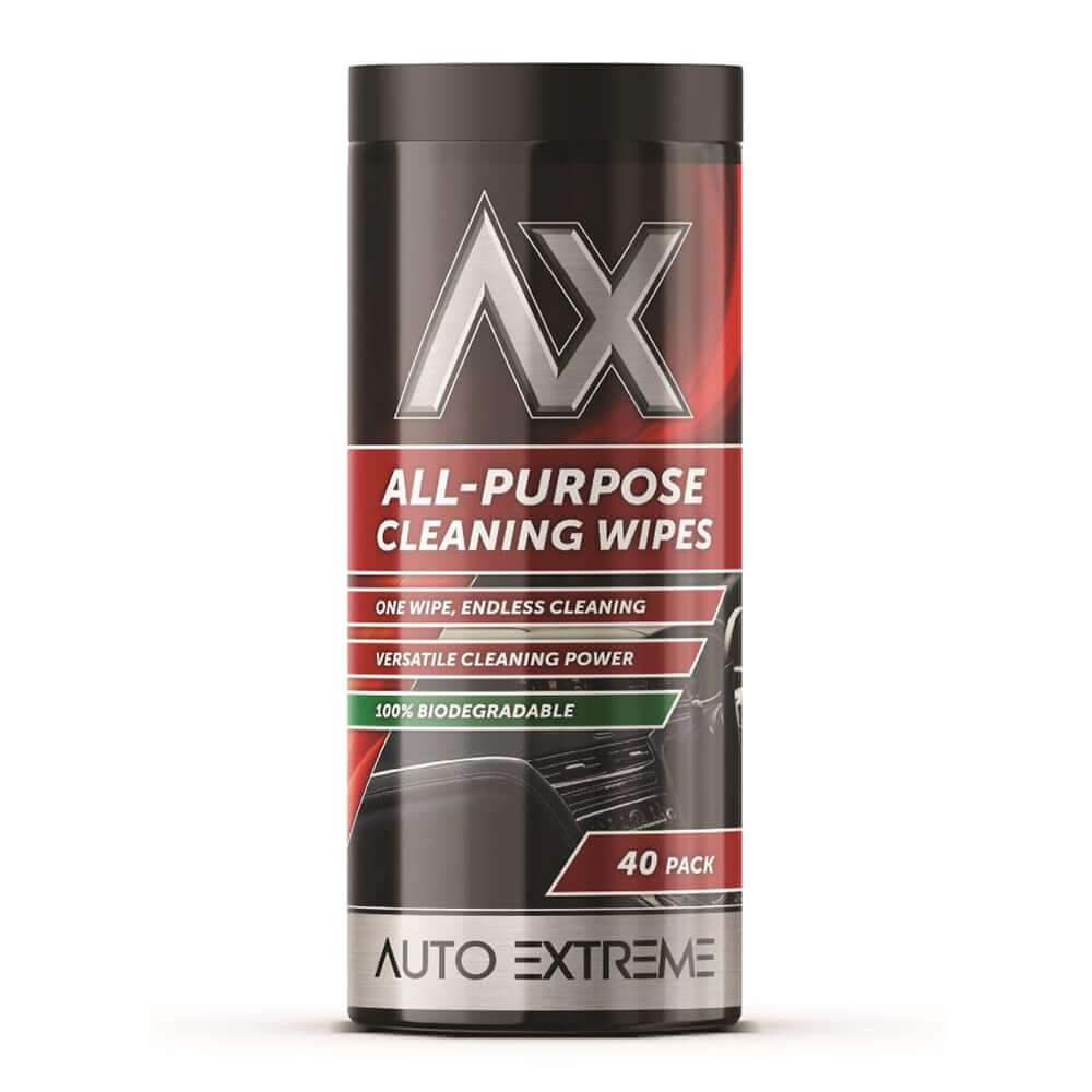 AX All Purpose Cleaning Wipes – 40 Pack in a cylinder container, ideal for quick surface cleaning.