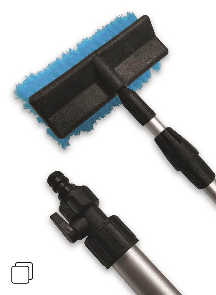 AX Extendable Flow Through Wash Brush – 1.8m close-up showing bristles and flow-through connector.