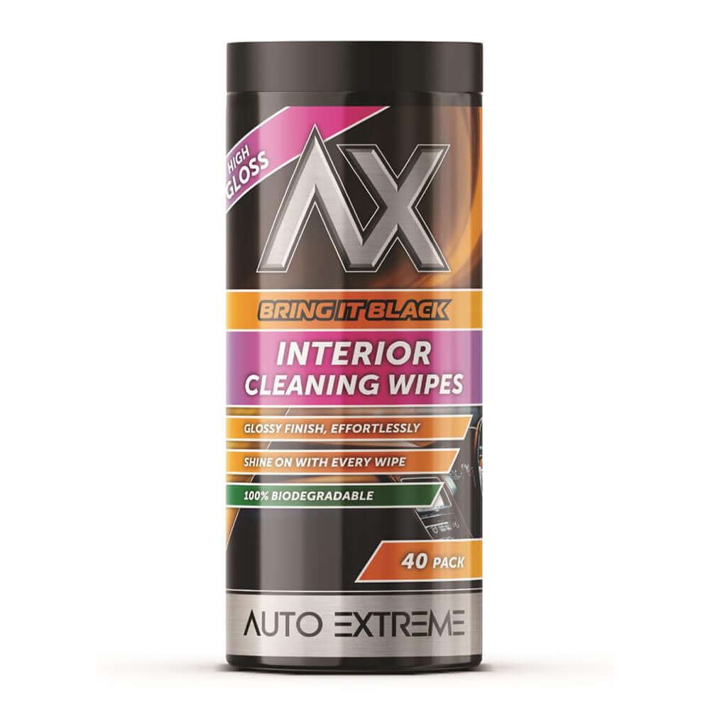 AX Interior Gloss Cleaning Wipes – 40 Pack for streak-free shine on high-gloss interior surfaces.