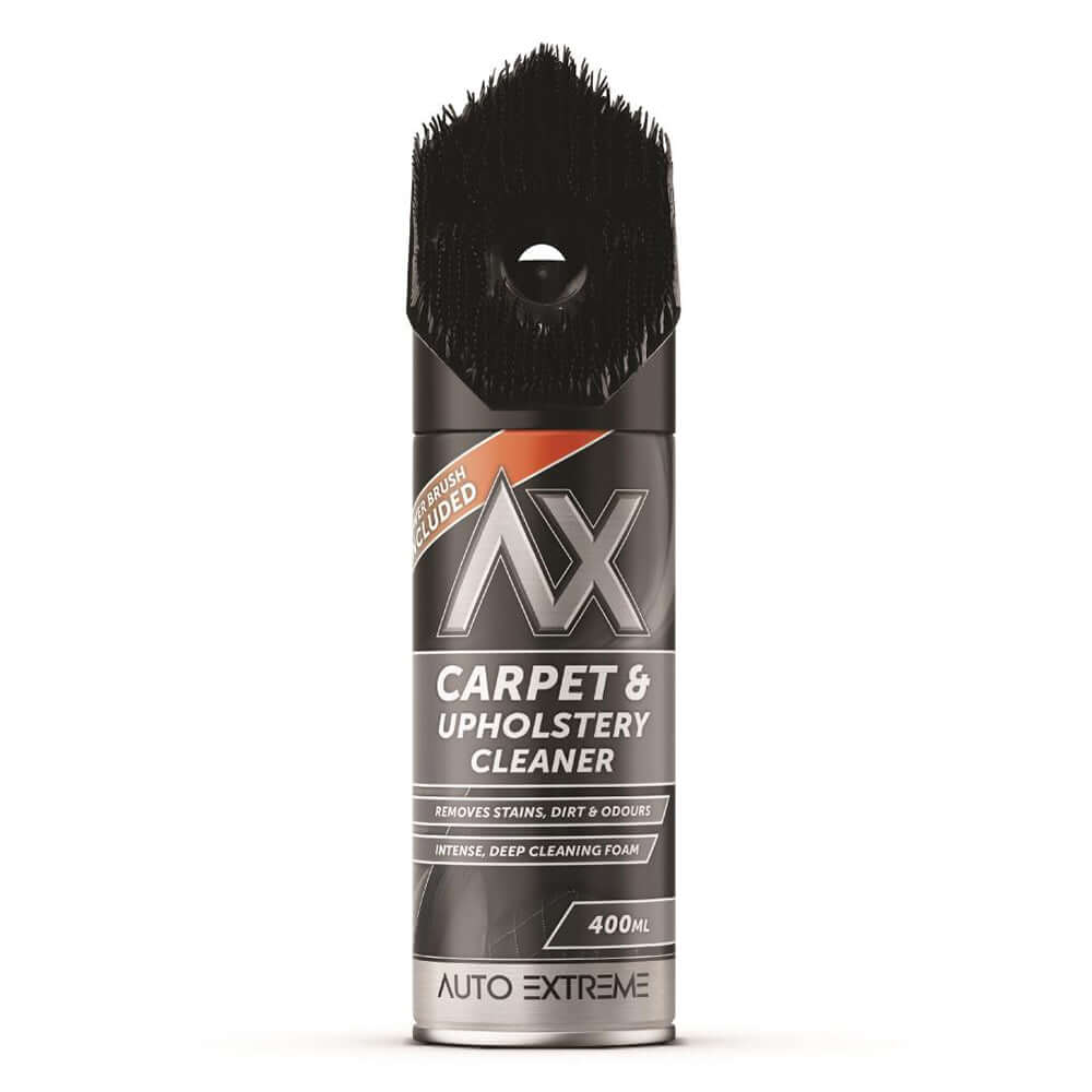 Carpet & Upholstery Cleaner with Power Brush – 400ml aerosol spray for deep cleaning carpets and fabrics.