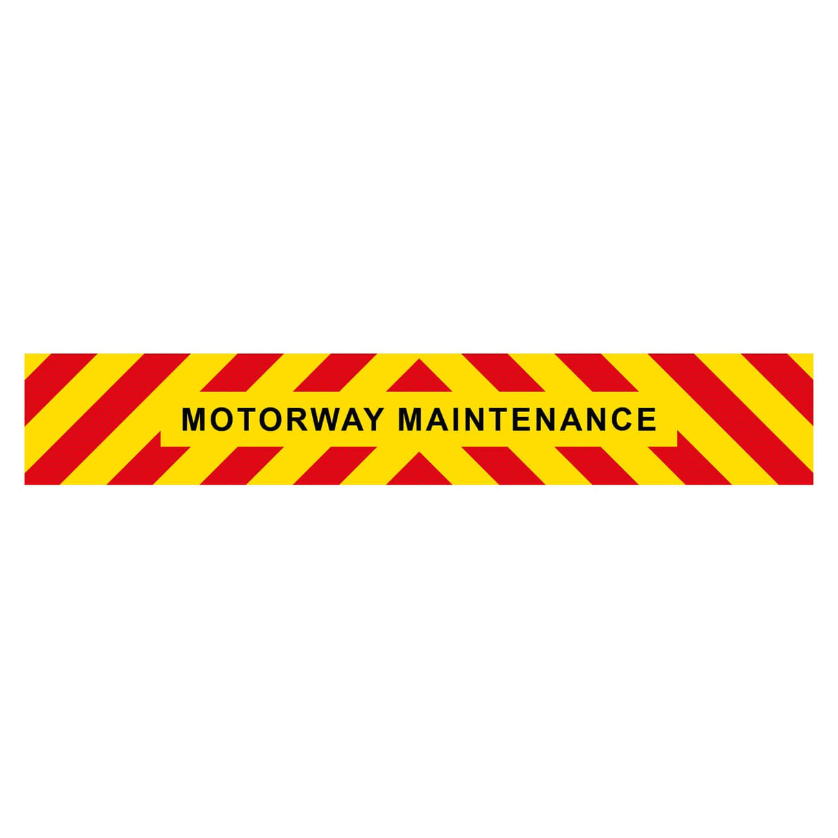 Motorway Maintenance Board - 2100mm X 350mm X 1.5mm with yellow and red warning stripes for road safety.