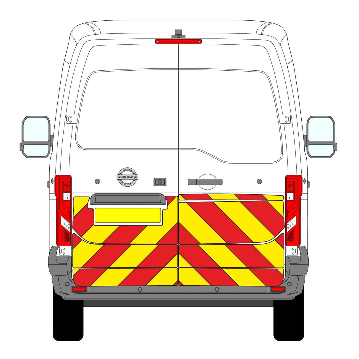 Nissan Interstar Chevron Kit (2025+) showing Chapter 8 reflective chevrons for enhanced visibility and highway safety.