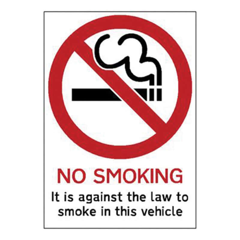 No Smoking Vehicle Sign - 100mm X 200mm clearly prohibits smoking in vehicles to promote a smoke-free environment.