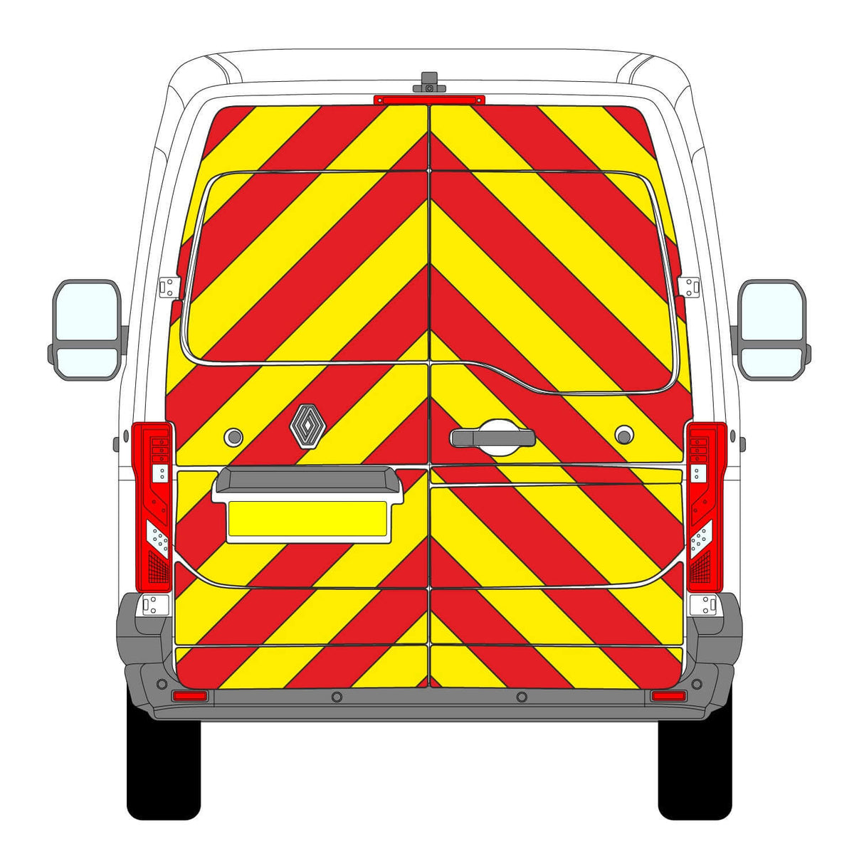 Renault Master High Roof Chevron Kit (2025+) with Chapter 8 reflective design for maximum visibility.