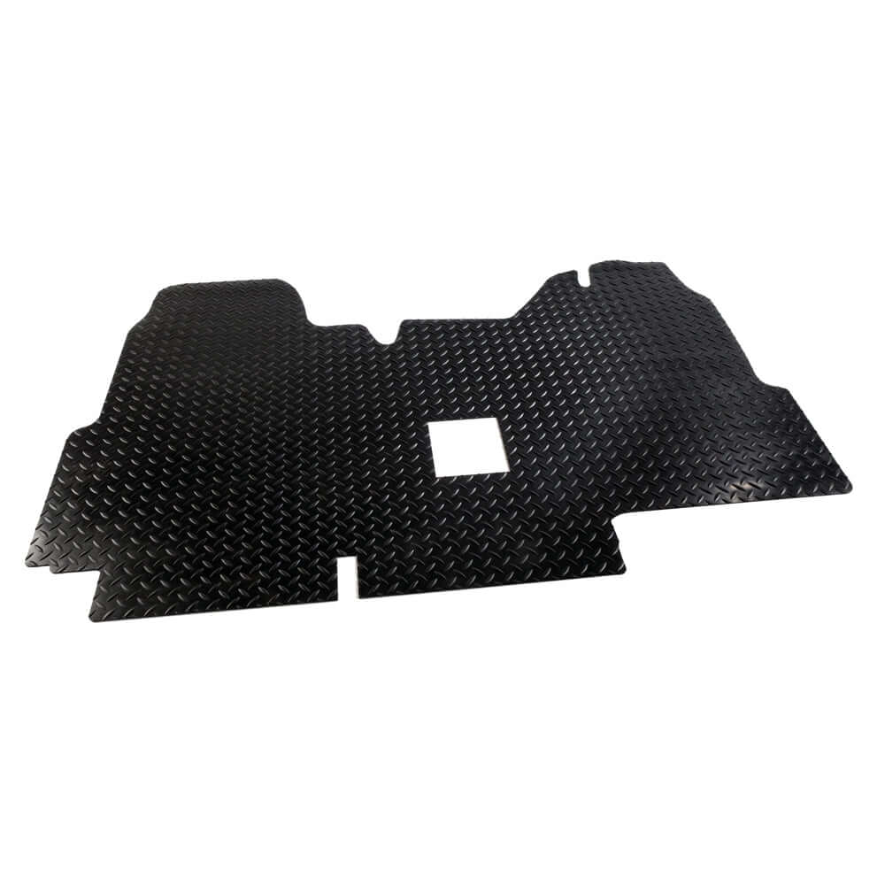 VW Transporter T5/T6 Tailored Floor Mats 2003-2021 in durable black rubber, custom-fit for interior protection.