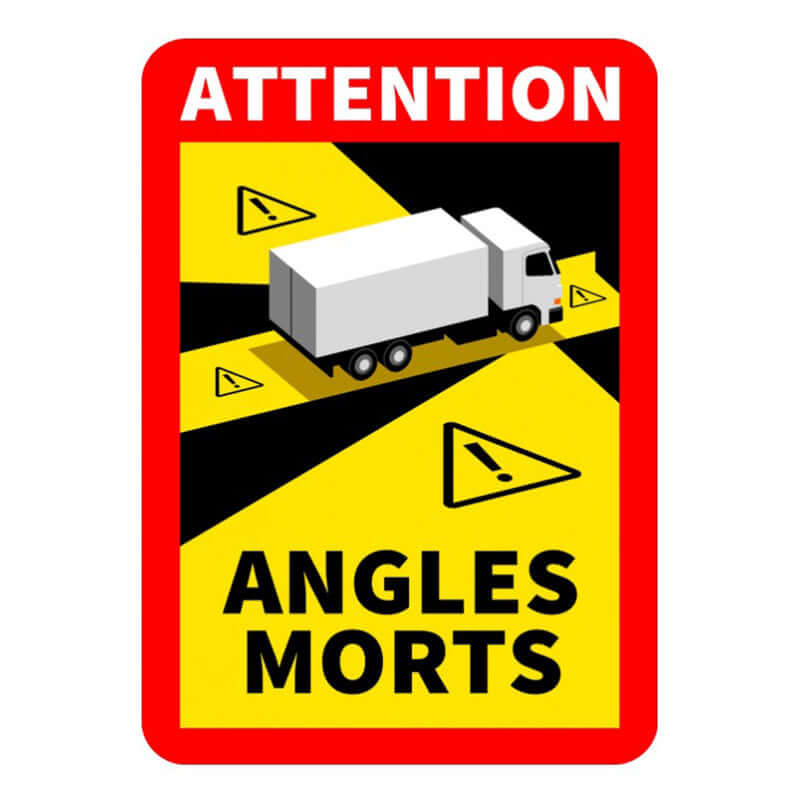 Angles Morts Sign - 170mm X 250mm featuring a warning truck symbol and caution graphics.