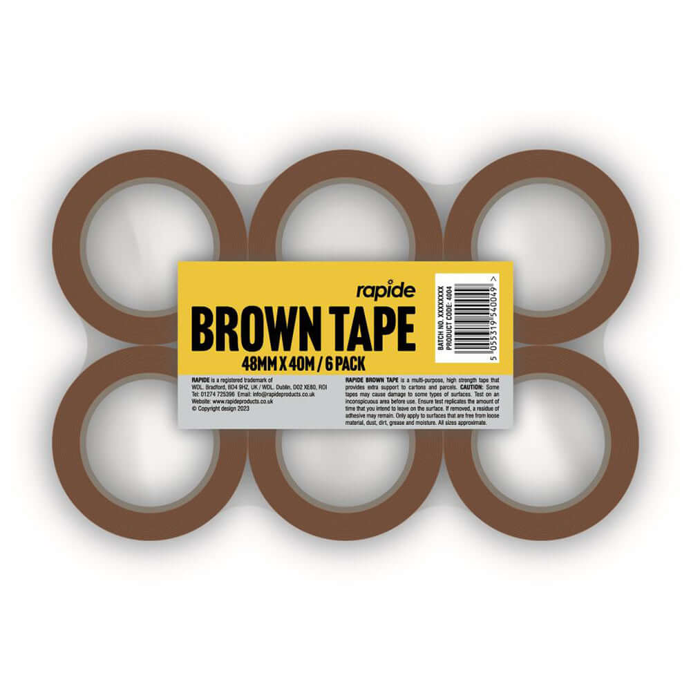 BROWN TAPE 48 MM / 40 METERS-6 ROLL PACK, strong packaging tape for sealing boxes and parcels.