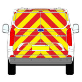 Ford Transit Custom Tailgate Chevron Kit (2023 - 2025) featuring Chapter 8 compliant reflective chevrons for safety.
