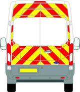 Ford Transit High Roof Chevron Kit (2014 - 2025) featuring Chapter 8 compliant reflective chevrons for enhanced visibility.