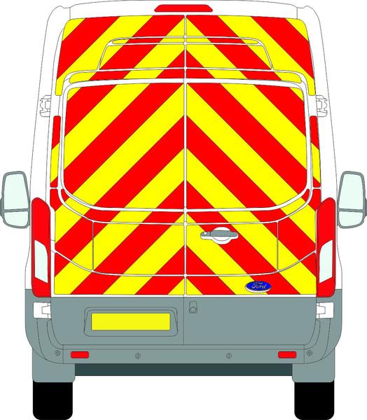Ford Transit High Roof Chevron Kit (2014 - 2025) illustration with Chapter 8 reflective chevrons for enhanced visibility.