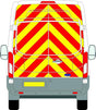 Ford Transit High Roof Chevron Kit (2014 - 2025) illustration with Chapter 8 reflective chevrons for enhanced visibility.