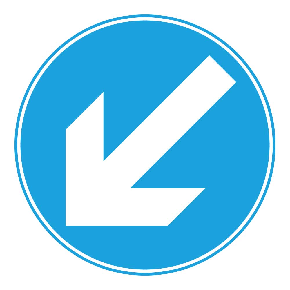 Keep Left/Right Sign 360mm Diameter in reflective blue and white design, ideal for traffic direction.