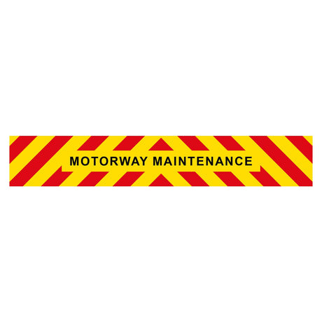 Motorway Maintenance Board - 2100mm X 350mm X 1.5mm with yellow and red warning stripes for road safety.