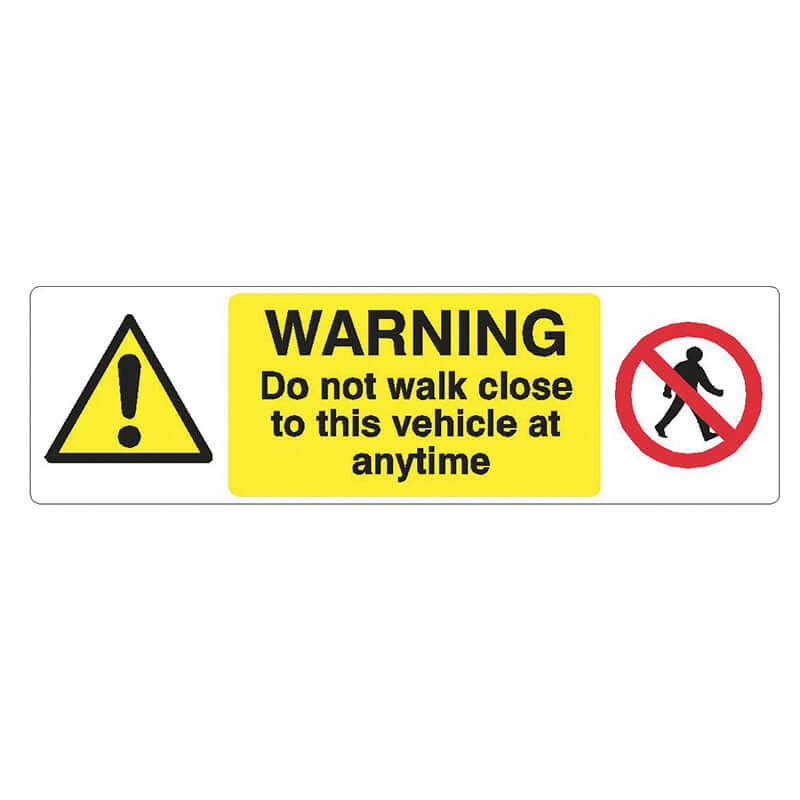 Pedestrian Warning Sign - 380mm X 100mm with caution symbols and text warning pedestrians.