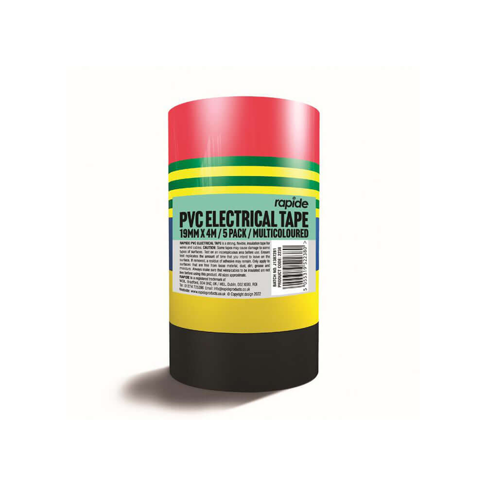 Color Pvc Tape PVC TAPE MIXED COLOURS 19MM x 4M 5PK - Versatile Use – Chevron Warehouse