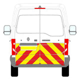 Renault Master Medium Roof Chevron Kit (2025+) rear view with reflective chevrons for enhanced visibility.
