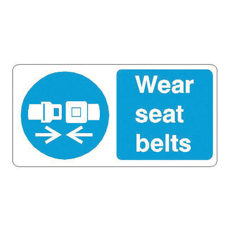 Seat Belt Sign - 200mm X 100mm, durable vinyl reminder for safety in vehicles and workplaces.